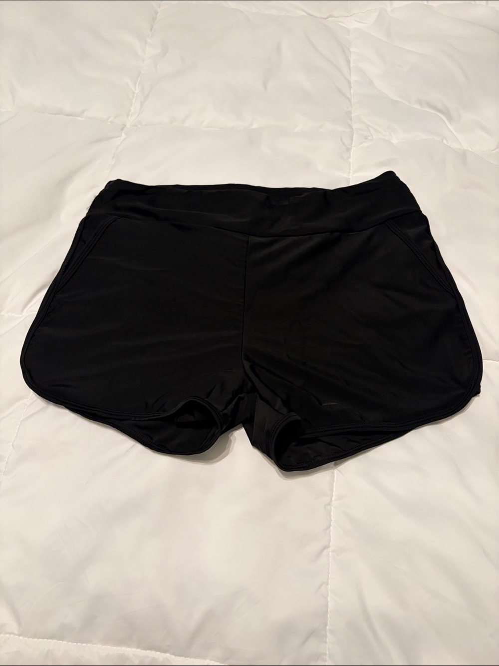 Women's Black Athletic Swim Stretch Shorts